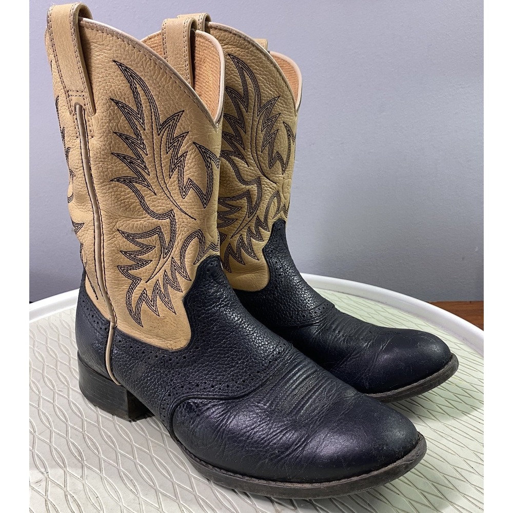 Ariat Bullhide Leather Womens Black& Tan Double Stitch Welt Western Boots Sz.3